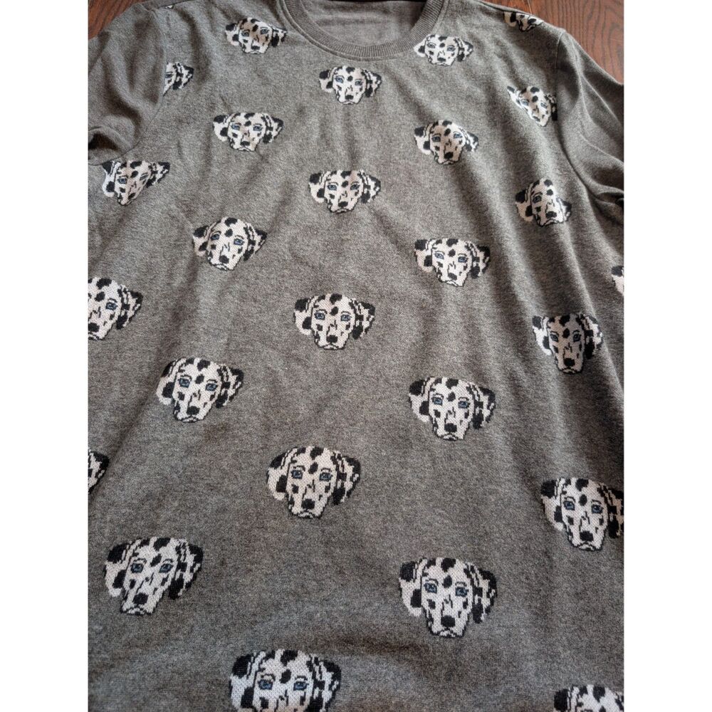 Intimissi Dalmation Dog Grey Long Sleeve Sweater Sleep Lounge M Novelty